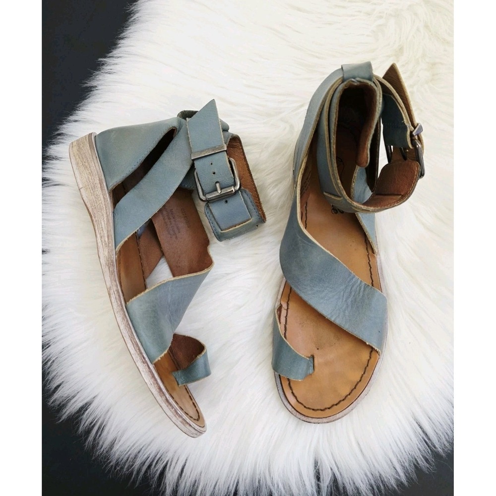 FREE PEOPLE Vale Boot Sandals Boho Women's Size 37 US Size 6.5 Teal Leather‎